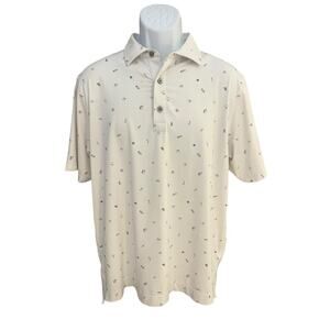 Footjoy FJ Men's M Polo Shirt Golf bag Doodle All Over Print Lisle Performance